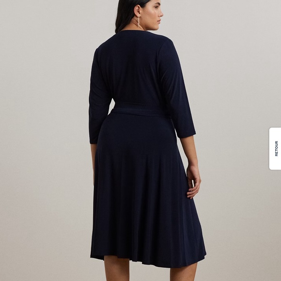 Lauren Ralph Lauren Midi/Maxi dress Faux wrap Lighthouse Navy blue Sz 22W - Picture 5 of 15